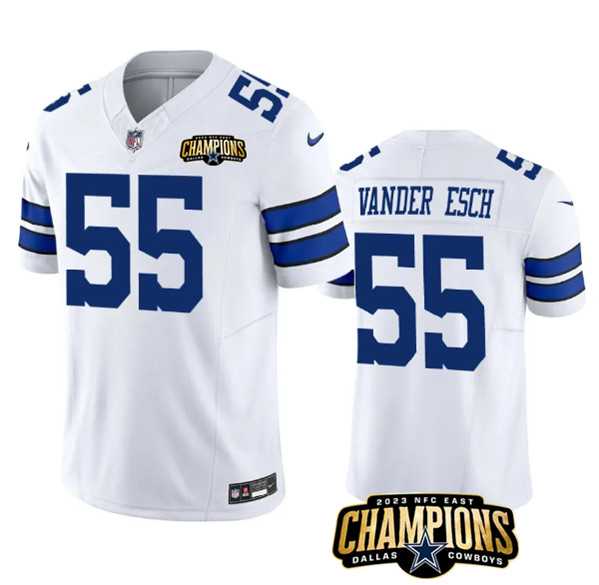 Men & Women & Youth Dallas Cowboys #55 Leighton Vander Esch White 2023 F.U.S.E. NFC East Champions Patch Stitched Jersey